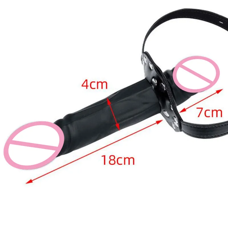 Silicone Dildo Oral Gag Sex Mouth Plug Penis Gag With Locking Buckles Leather Bondage Adult Sex toys For Couples Lesbian BD Game