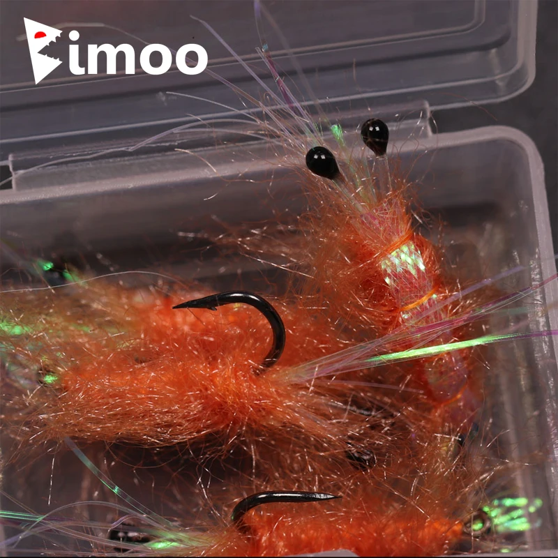

4PCS #6 Orange Color Shrimp Fly Fishing Artificial Shrimps Prawn Bait Lures