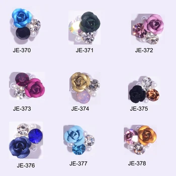 

JE370-378 10Pcs/Lot Rose Design Nail Art 3D Alloy Crystals 9 Colors Nail Rhinestones Jewelry Nail Decor Nail Charms Supplies M#E