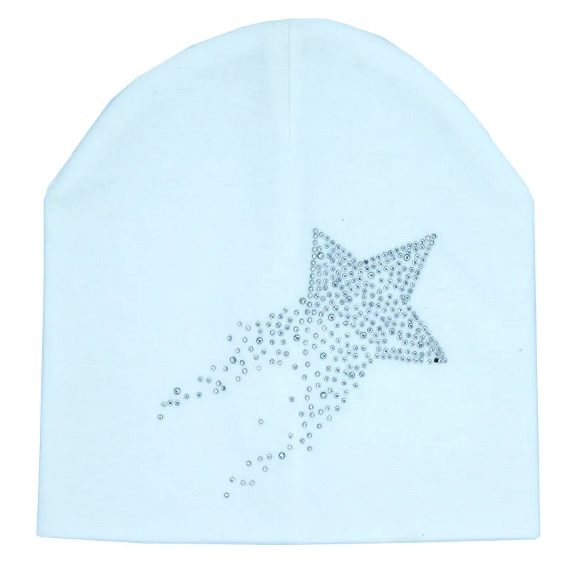 Baby boy and girl hat Autumn winter princess prince diamond Baby girl Hat Boy Cap Kids cotton Beanie bonnet cap Skullies Beanies - Цвет: White Star