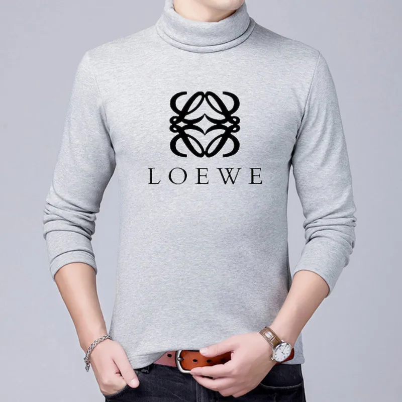 

New 2019 Autumn and Winter Men's Sweater Men Turtleneck Loewe Logo Print Casual Sweater Men's Slim Fit Brand Knitted Pullovers
