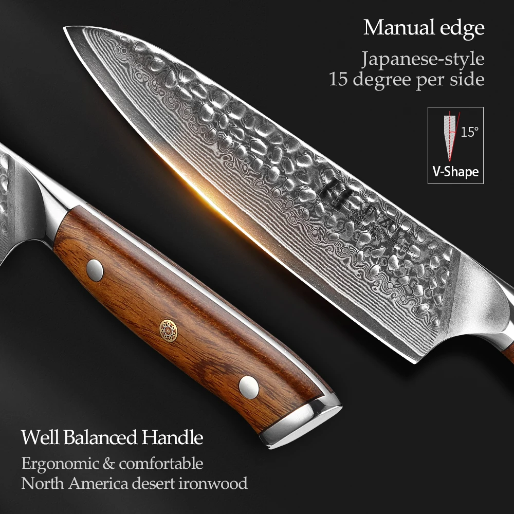 XINZUO Chef Knife, 8.3 inch High Carbon Damascus Steel Kitchen Knife, Japanese VG10 Steel Professional Chef's Knives with Rosewood Handle - Yu Series