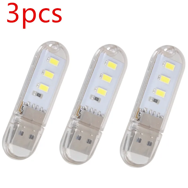 3pcs usb-светодиодный в книге светильник с 3 светодиода мини Портативный USB ночной