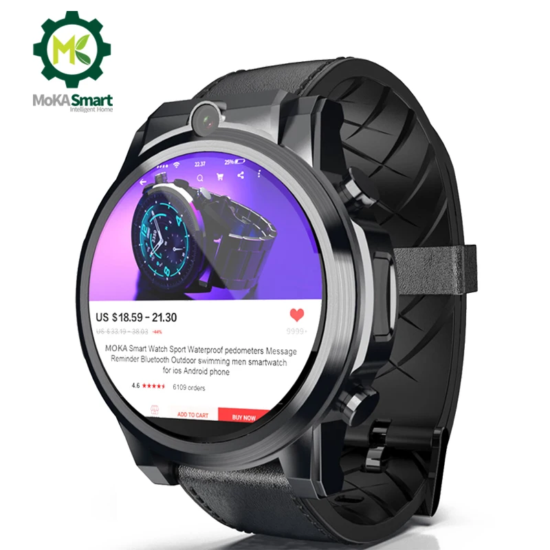 Смарт-часы MOKA, android 7,1, для мужчин, двойная камера, wifi, приложение, загрузка, gps навигация, 3 Гб+ 32 ГБ, 1,6 дюймовая сим-карта, спортивные Смарт-часы, 4g