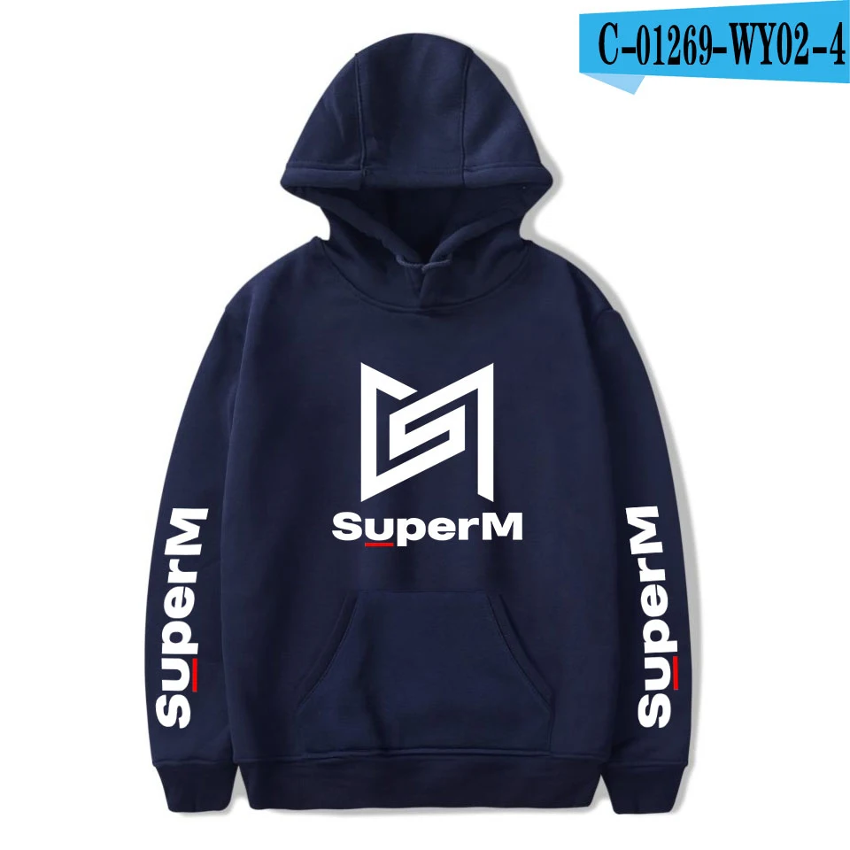 Популярная Толстовка SuperM, модная женская мужская толстовка, Осень-зима, для мальчиков и девочек, пуловер, певица, белая удобная куртка - Цвет: As picture