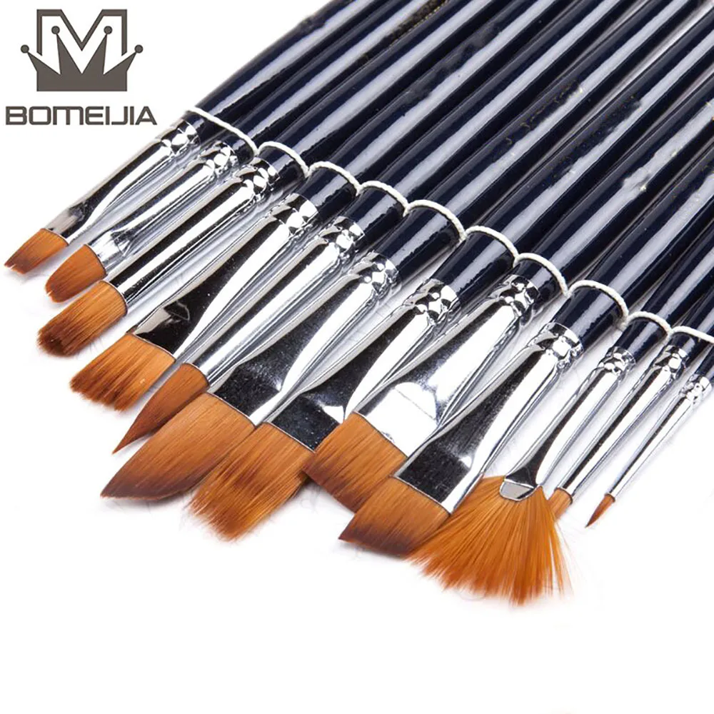 

12Pcs Watercolor Paint Brushes Set Nylon Hair Painting Brush Variety Style Short Rod Oil Acrylic Painting Brush Pen Art Supplies