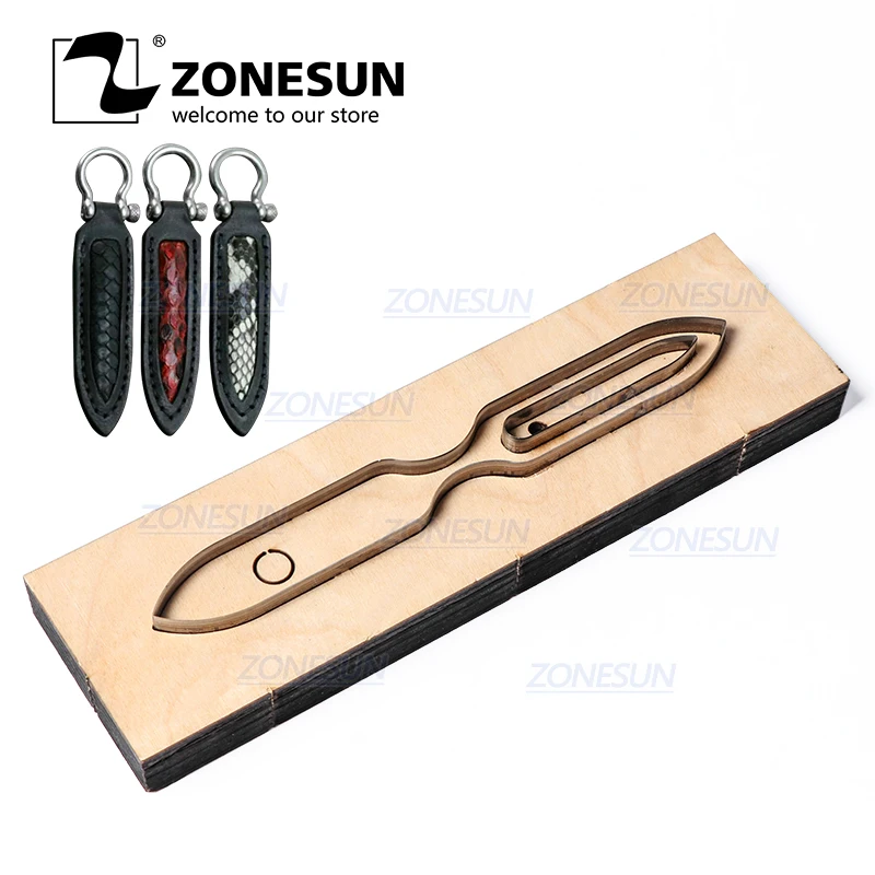 ZONESUN S002 изготовленный на заказ кожаный брелок для ключей штампы для ключей ручной работы брелок для ключей висячие украшения кликер штампы сталь правило штампа