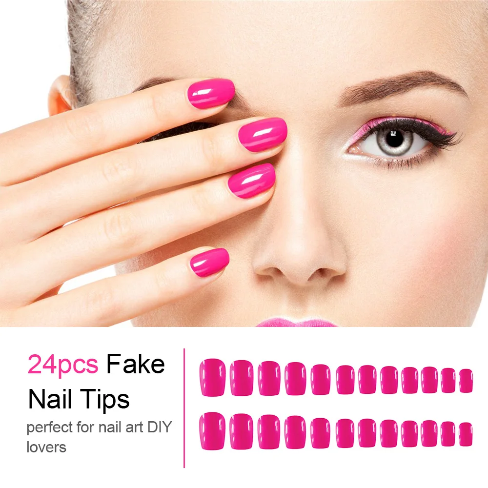

Fake Nails Tips 24pcs 12 Different Size French False Nails Tips Flat Shape Full Cover Manicure Fake Nails Art Tips Ballerina