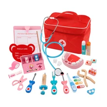 Детский деревянный мешок из ткани для моделирования, медицинский ящик для маленьких мальчиков и девочек, игрушечный подарок для игры в дом