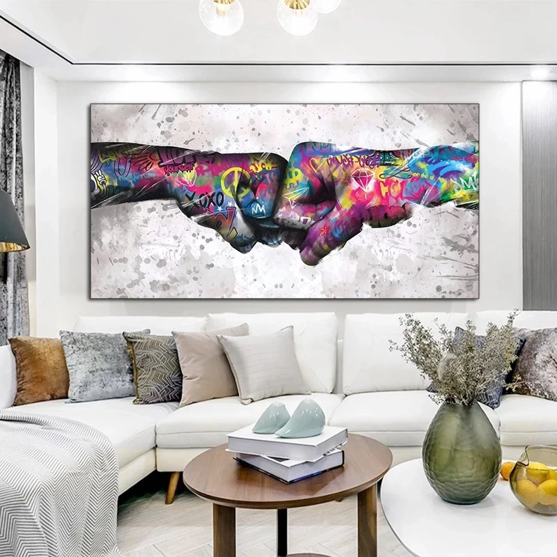 5D Full Dill Child Graffiti Abstract Fist Mobile Shackle Wall Art Diamond Painting Home Decor Living Room