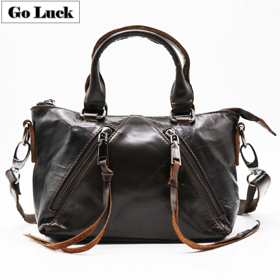 

GO-LUCK Brand Genuine Leather Tassel Hobos Top-handle Handbag Tote Woman Crossbody Shoulder Bag Ladies Messenger Bags Casual