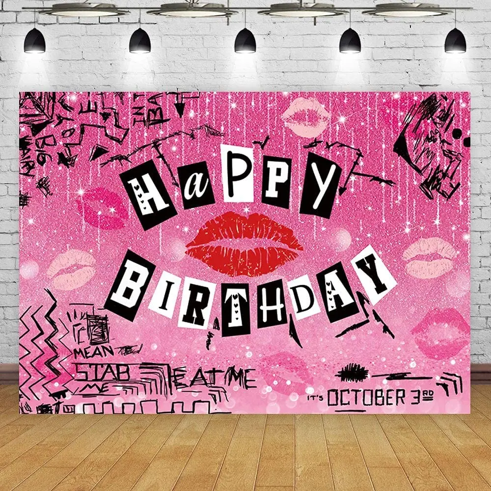 Mean Girls Theme Birthday Party Photography Background Rose Pink Glitter Burn Book Girls Sweet Happy Birthday Party Background