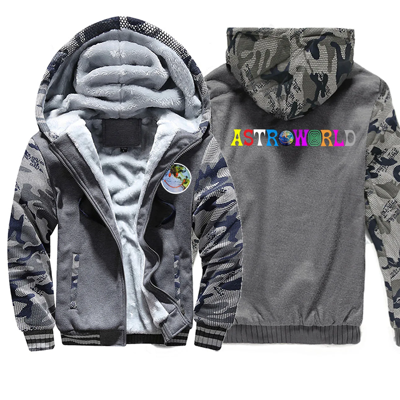 Трэвиса Скотта ASTROWORLD толстовки на молнии бодиутеплитель хип хоп модная куртка Мужские Зимние флисовые толстовки высокого качества толстые - Цвет: Dark Gray 6