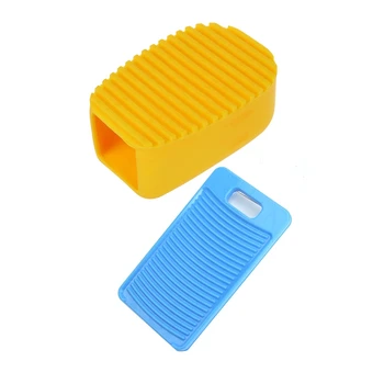 

Promotion! 2 Pcs Washboard: 1 Pcs Plastic Washboard Washing Board 28x15.5Cm & 1 Pcs Ultra-Popular Candy Color Handheld Washboard