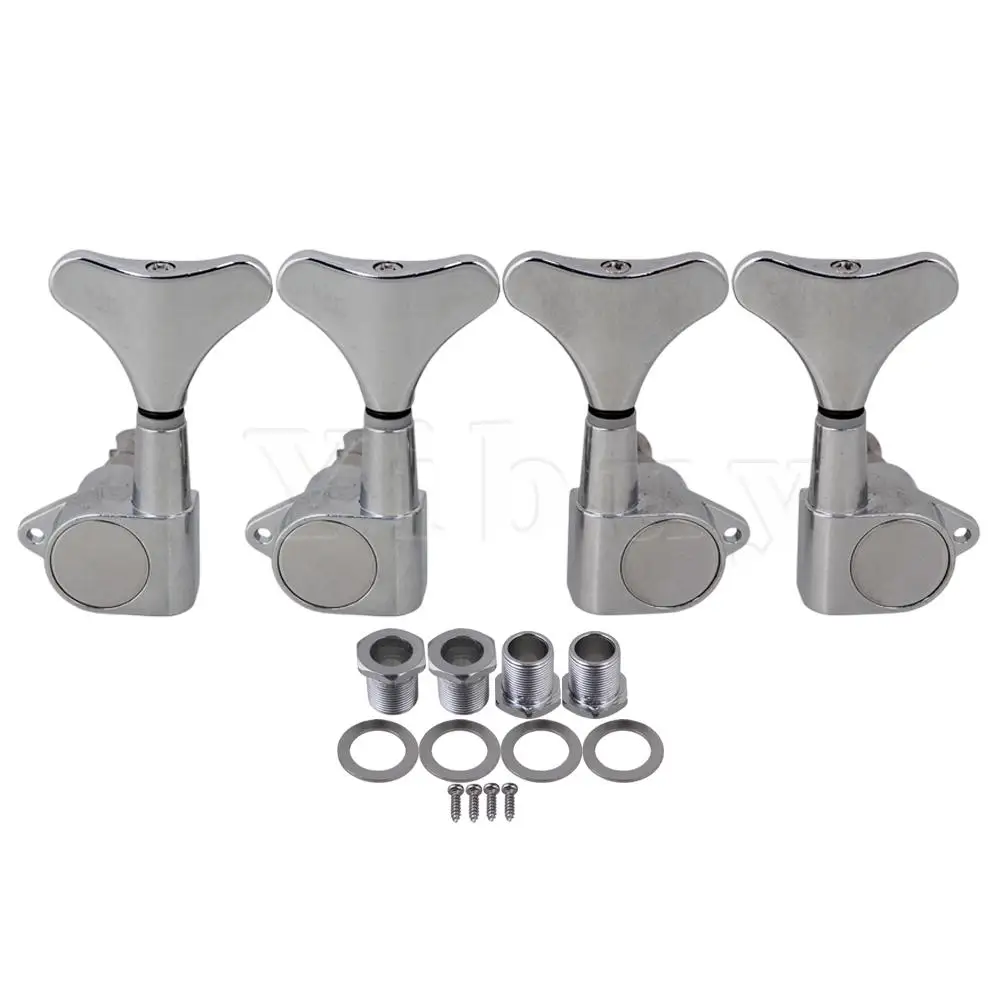 Yibuy цвет хрома герметичные Колки для бас-гитары колышки Колки 2R2L