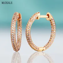 MAIKALE, винтажные круглые CZ серьги-гвоздики для женщин, циркониевые серьги, кубический цирконий, золото, серебро, корейская мода, ювелирное изделие, подарок