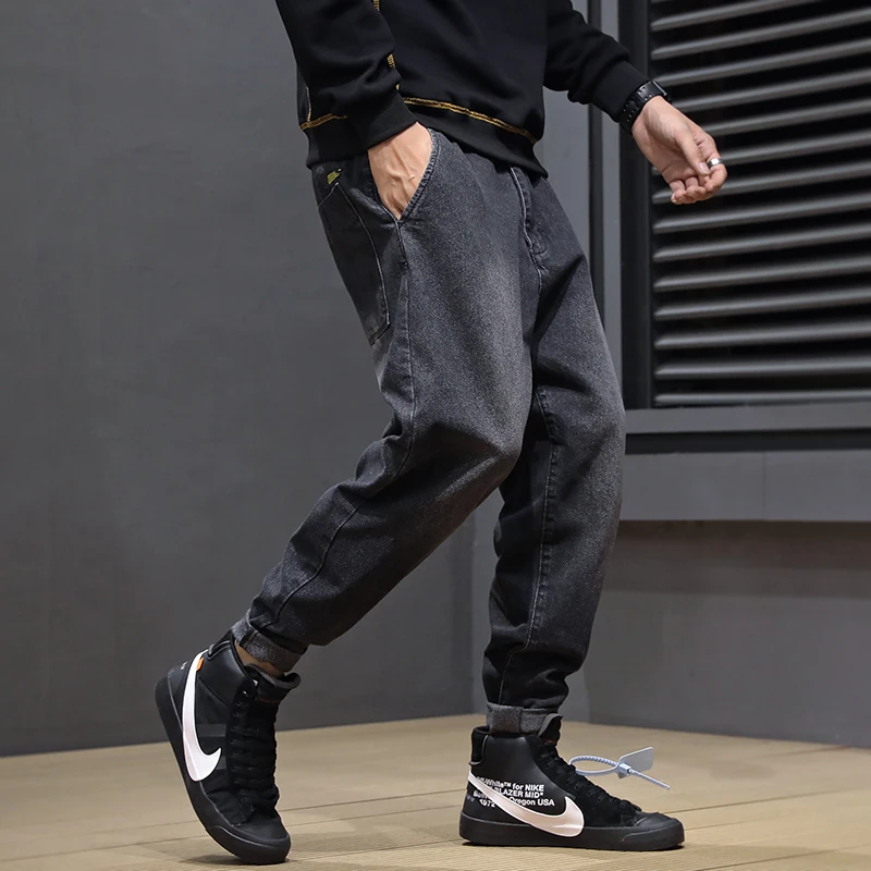 Fashion Streetwear Men Jeans Loose Fit Patch Designer Denim Cargo Pants Men Harem Jeans Vintage Retro Hip Hop Jogger Jeans Homme
