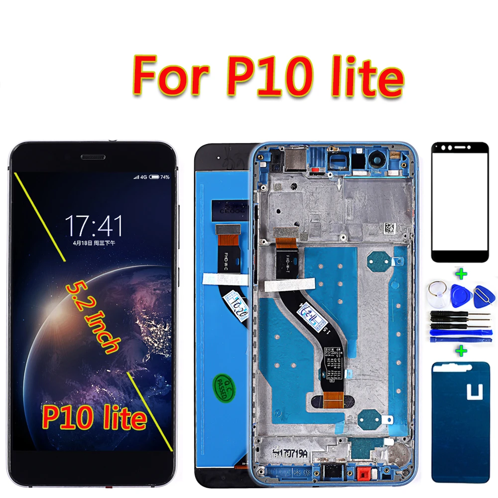 Для Huawei P10 Lite ЖК дисплей сенсорный экран 5 2 дюйма дигитайзер в сборе рамка с
