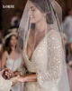 LORIE Glitter Lace Wedding Dress A Line V Neck Boho Bride Dress Puff Sleeve Wedding Gowns Vestidos de novia Backless ► Photo 2/6