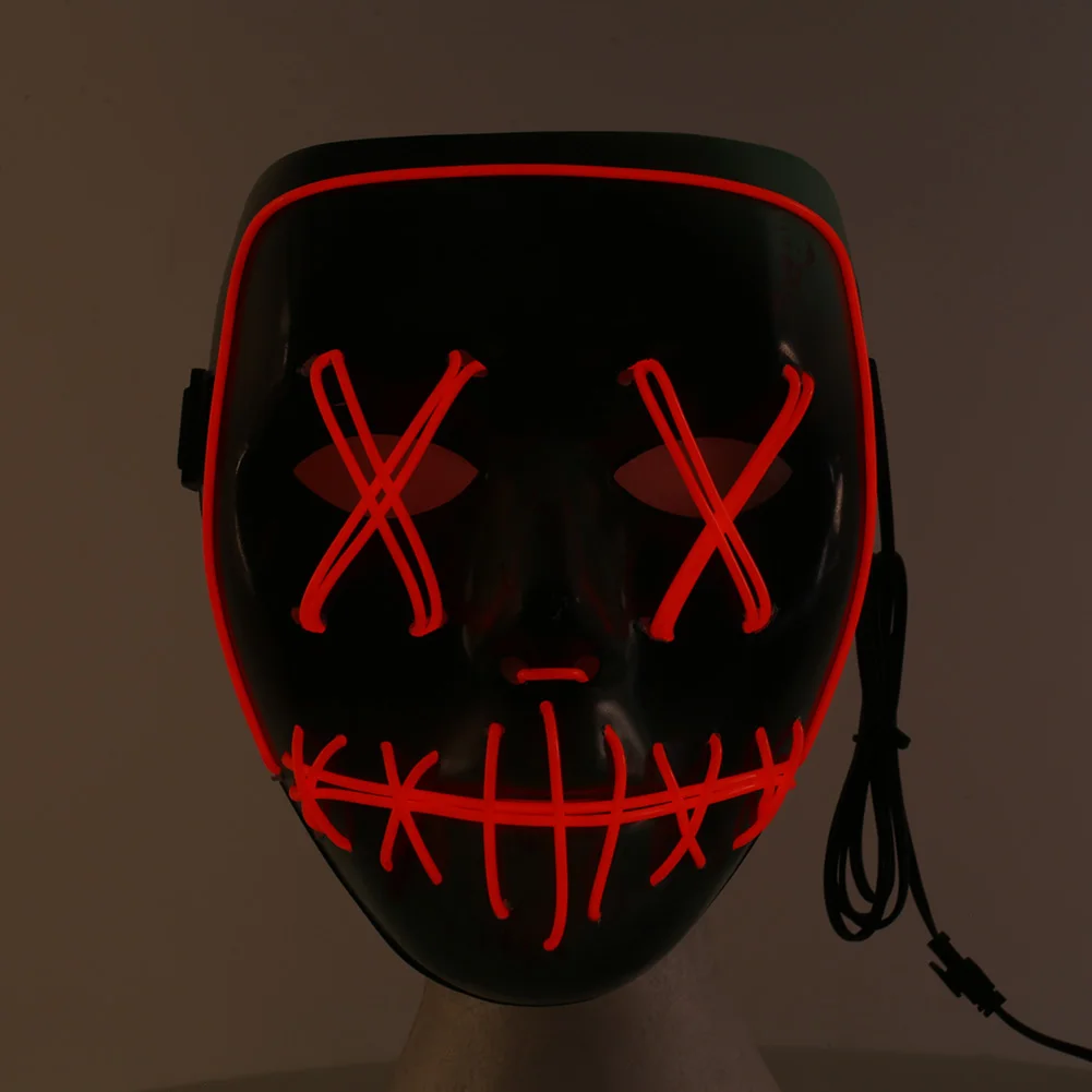 Light Up Party Luminous Mask Horror EL Wire Halloween Prop Club Colorful Christmas Halloween Mask Carnival Bloody Bar