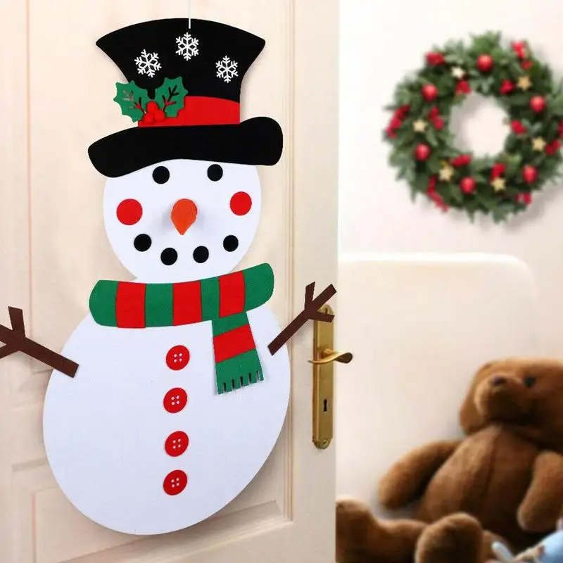 Рождественский войлочный набор Снеговик/войлочный комплект для рождественской елки с наклейкой на дверь, Настенное подвесное украшение, Рождественский подарок
