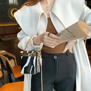 

Mini Leopard Cow Pattern Box Tote Bag Women's Shoulder Bag Fashion Zebra Animal Pattern Women Handbag Chain Crossbody Bag Purse