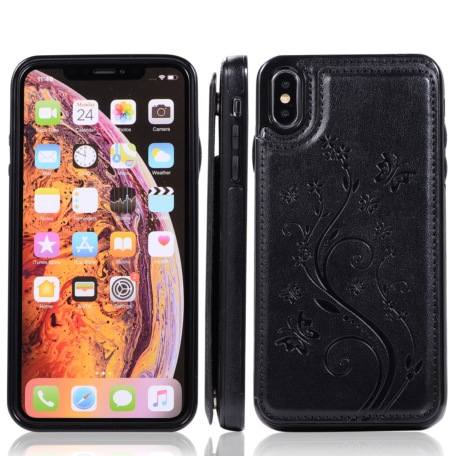 Милый рельефный чехол-кошелек с бабочкой для iphone XS MAX, чехол для телефона, кожаный чехол Capinha для iphone X, XR, XS, чехол с отделениями для карт