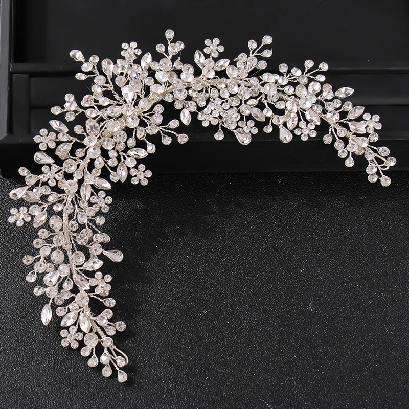 Wedding Hair Vine Bridal Accessories Crystal Pearl Headband Long Chain Headpiece Women's Hair Accessories Decoration