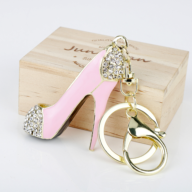Heel Shoes Keychain Crystal Car Key Chains Women Purse Pendant Key Holder Bag Decoration Rhinestone Trinket Porte Clef