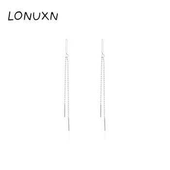 

7.4cm long high quality geometric Simple Delicate Long Tassel Ear Chain 925 Sterling Silver Earrings For Women Gift pendientes
