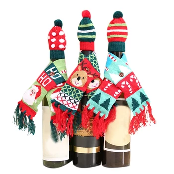 

Christmas Wine Bottle Covers Wine Bottle Scarf Bags Holiday Dining Room Decorations Festive Decor for Kitchen, Pack of 3