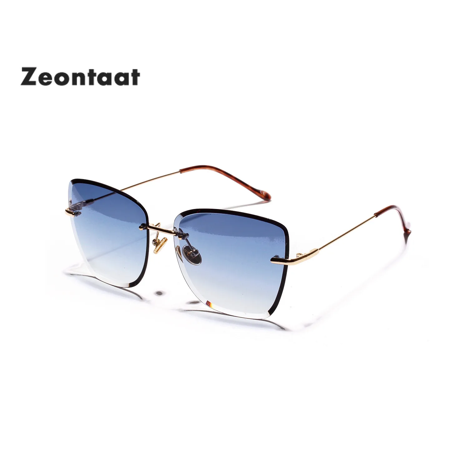 Brand Designer Yellow Clear Sunglasses Women Rimless Oversized Square Sun Glasses Frame Vintage Shades Luxury Metal Eyewear