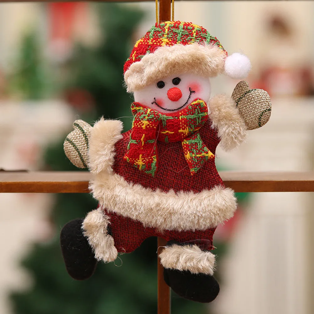 2Pcs Bear Christmas Ornaments Xmas Furnishing Decoration Elk Snowman Tree Toy Doll Handmade Christmas Decor for Home Gift natal