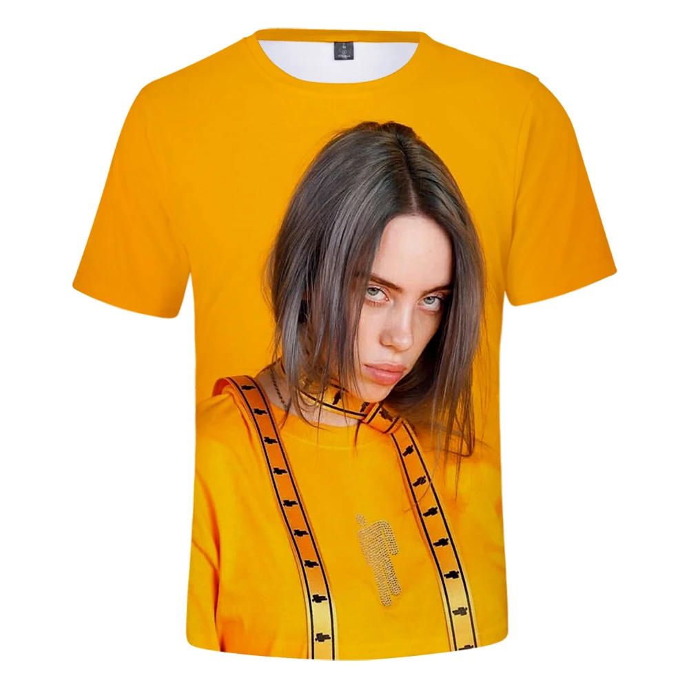 Новая модная 3D футболка Billie Eilish, женские и мужские топы с коротким рукавом,, 3D футболка Billie Eilish, повседневные Черные футболки для девочек