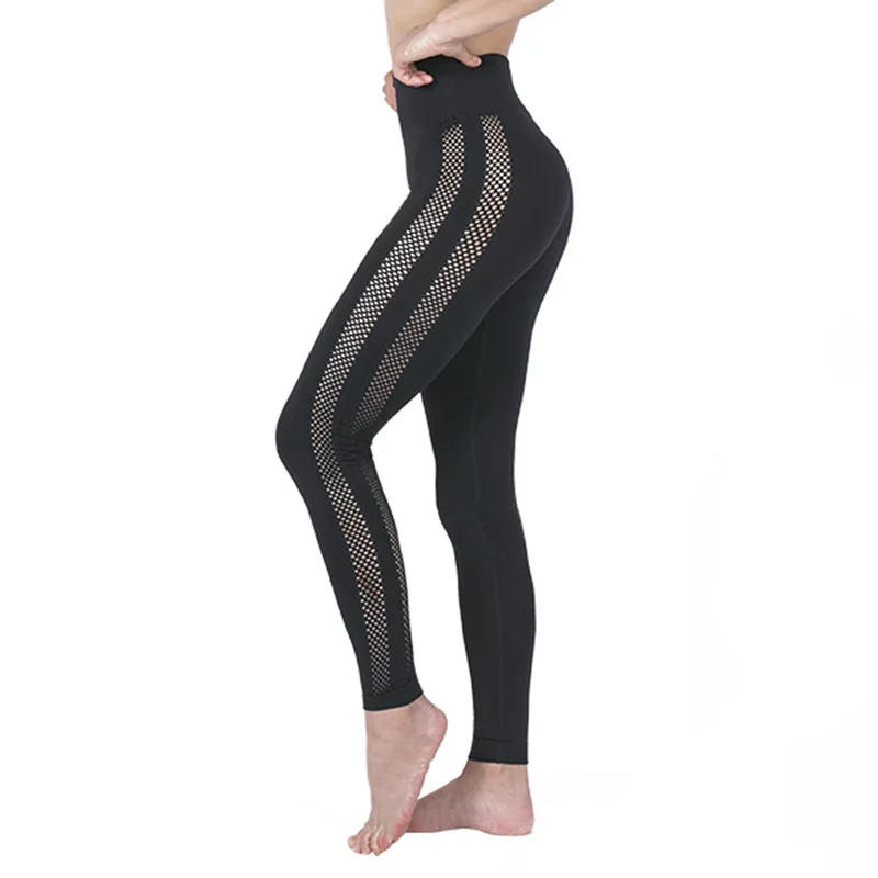 

SALSPOR Fitness Women Leggings High Waist Cutout Mesh Skinny Workout Jeggings Buttocks Push Up Sexy Legging Quick Dry Pants
