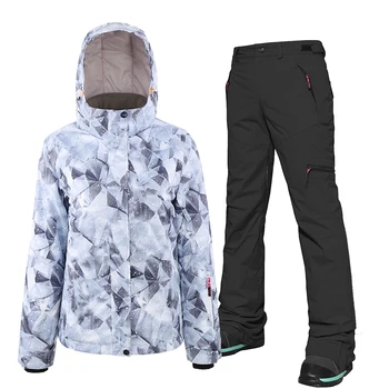 

Women Ski Suit Winter Warm Waterproof Windproof Snowboard Suit Female Outdoor High Quality Skiing Jacket + Pants Snow Suit