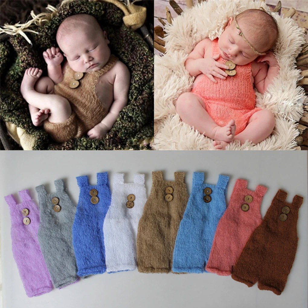 newborn portraits Baby Strap Pants Jumpsuit Button Knitted Suspender Newborn Photography Props Photo Shoot Fotografia Crochet Outfits Accessories newborn and family photography