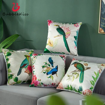 

Bubble Kiss Pillow Cover Neo-Classical Flower And Bird Pillowcase Living Room Sofa Decor Pillow Case Fashion Printing Pillowcase