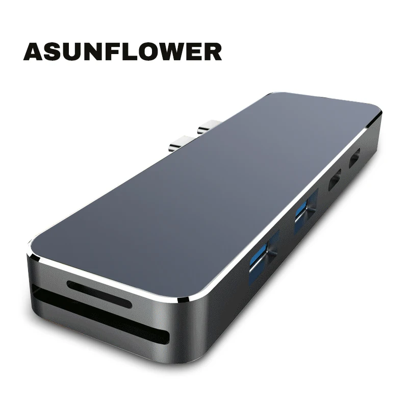 Asunflower USB C концентратор type C к HDMI Thunderbolt 3 PD зарядка с 2 портами USB 3,0 TF слот для карты SD USB C док-станция для MacBook Pro концентратор