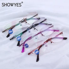 Модные анти-синий светильник очки для чтения без оправы для женщин и мужчин бескаркасные очки для чтения Blue Ray блокирующие компьютерные очки