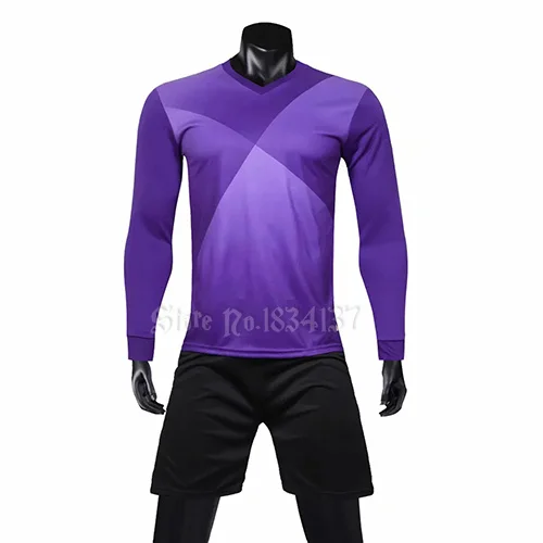 С длинным рукавом Survete Для мужчин t Футбол комплекты Колледж футбольные майки Для мужчин Пользовательские Футбол униформа для взрослых, футбольные ворота, Maillot De Foot, пустой - Цвет: Purple