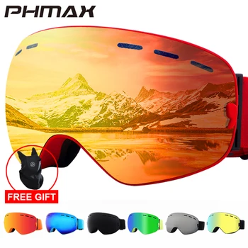 

PHMAX 2020 Ski Goggles With Ski Mask Men Women Snowboard Goggles Glasses Skiing UV400 Protection Anti-fog Snow Skiing Glasses