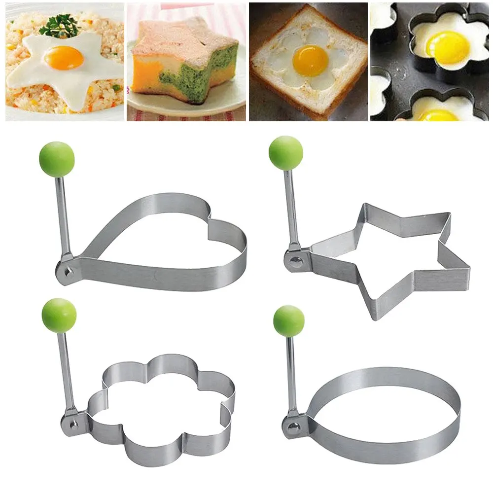 Hot Fried Egg Pancake shaper Stainless Steel Shaper Fried Egg Pancake Ring Circle Mold Heart Shape Kitchen Egg Cooking Tool
