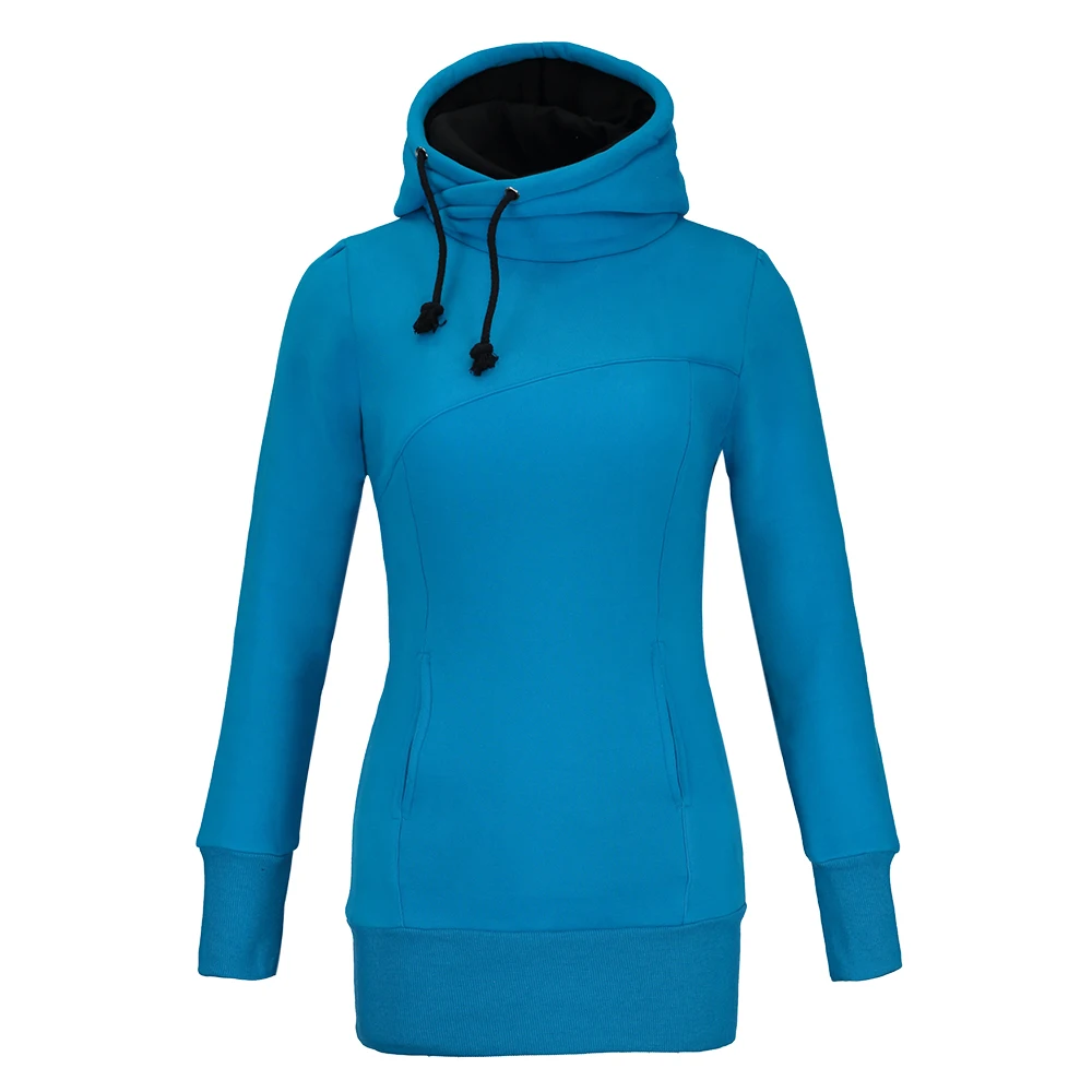 Женская толстовка с капюшоном синяя новинка 2019 Осень-зима теплая тонкая длинный