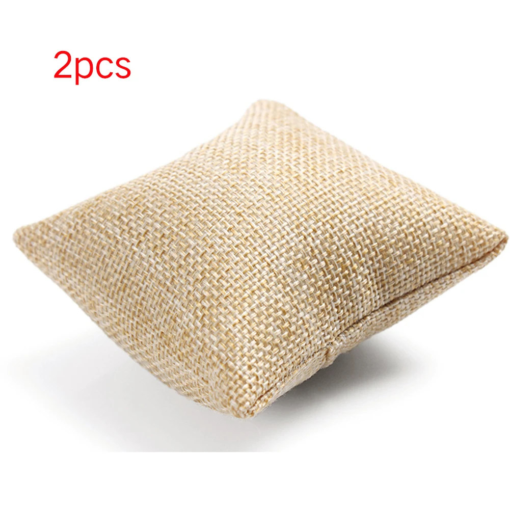 

Fashion Beige Linen Pillow Style Jewelry Holder Displays Necklace Pendant Bracelet Earring Ring Watch Jewelry Display #13