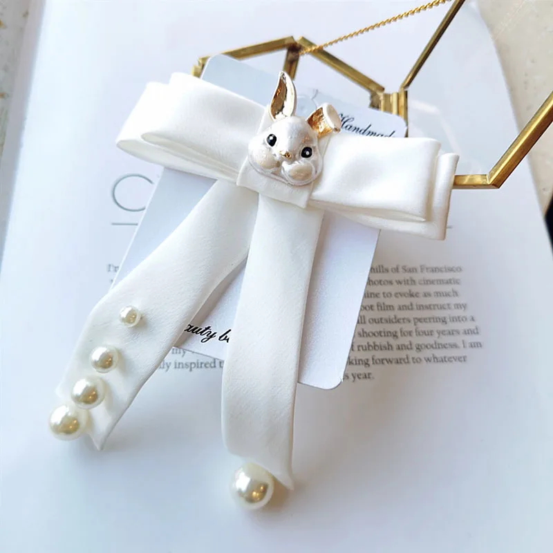 NEW Women bowtie white Butterfly Cute Rabbit decor Bow Tie fashion Female bowknot Girl Hotel Waitress Neck tie Shirt Accessories - Цвет: White