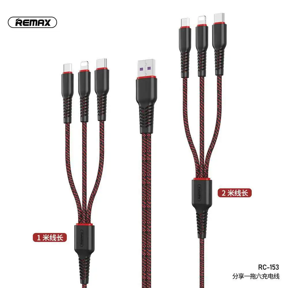 

remax 6 interface data cable support micro/lighting/typec 5A fast charging Charging 6 devices at the same time