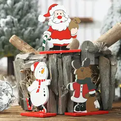 Рождественская роспись старый человек Снеговик Лось небольшое украшение для рабочего стола деревянный съемный орнамент 2020 домашний декор