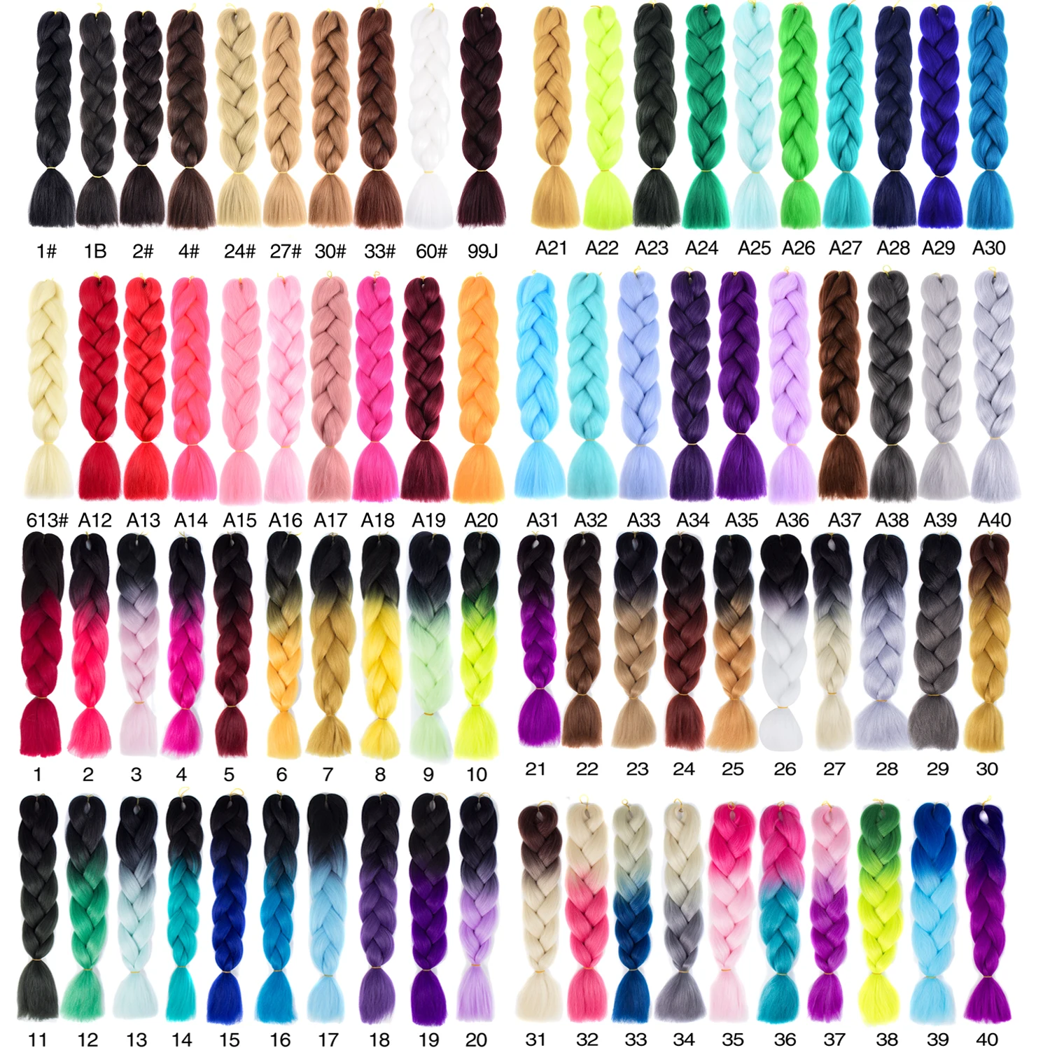 Hair Braid Synthetic Jumbo False Braid Pre Stretched Afro Wholesale Ombre Braiding Hair Extensions  Color Dreadlocks