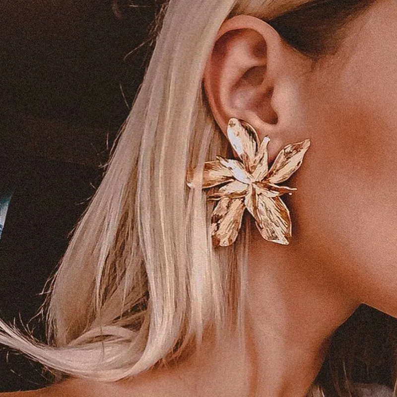 

DIEZI Exaggeration Fashion Big Flower Dangle Drop Earrings For Women Ladies Statement Pendant Earrings 2019 New Pendientes